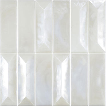 Prism Pearl Beveled Brick Cast Glass Mosaic Tile