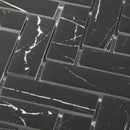 Recycled Glass Herringbone Mosaic in Black Marble Color | Tile Club