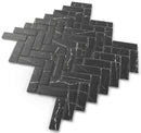 Recycled Glass Herringbone Mosaic in Black Marble Color | Tile Club