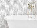 Recycled Glass Herringbone Mosaic in White Marble Color | Tile Club