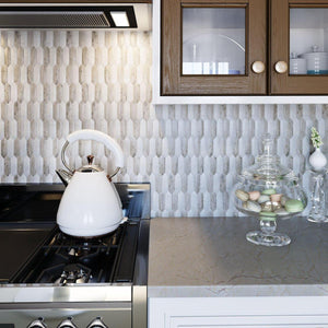 Sand Valley & Thassos Picket Mosaic Tile