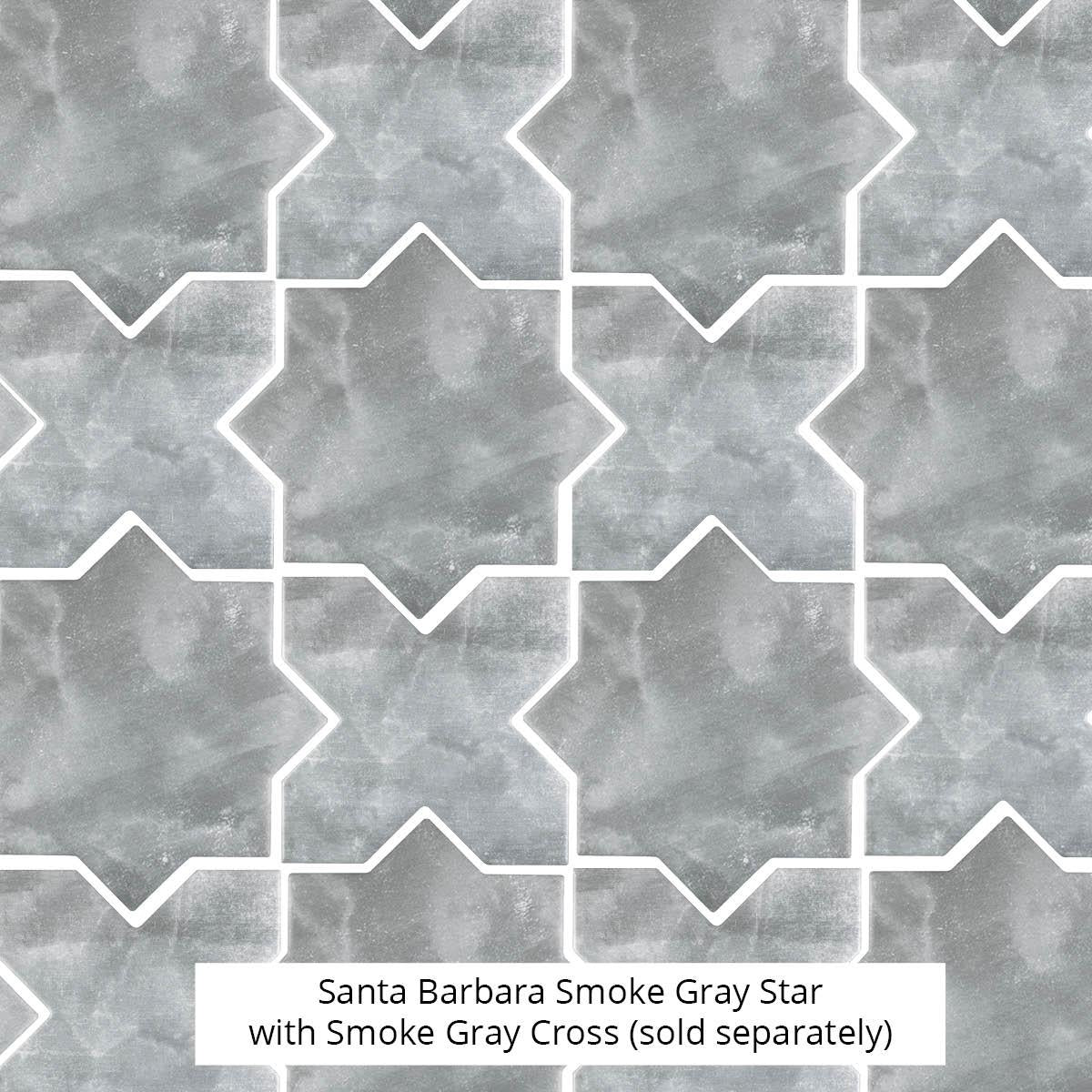 Santa Barbara Smoke Gray Star Ceramic Tile | Star and Cross Pattern Tile