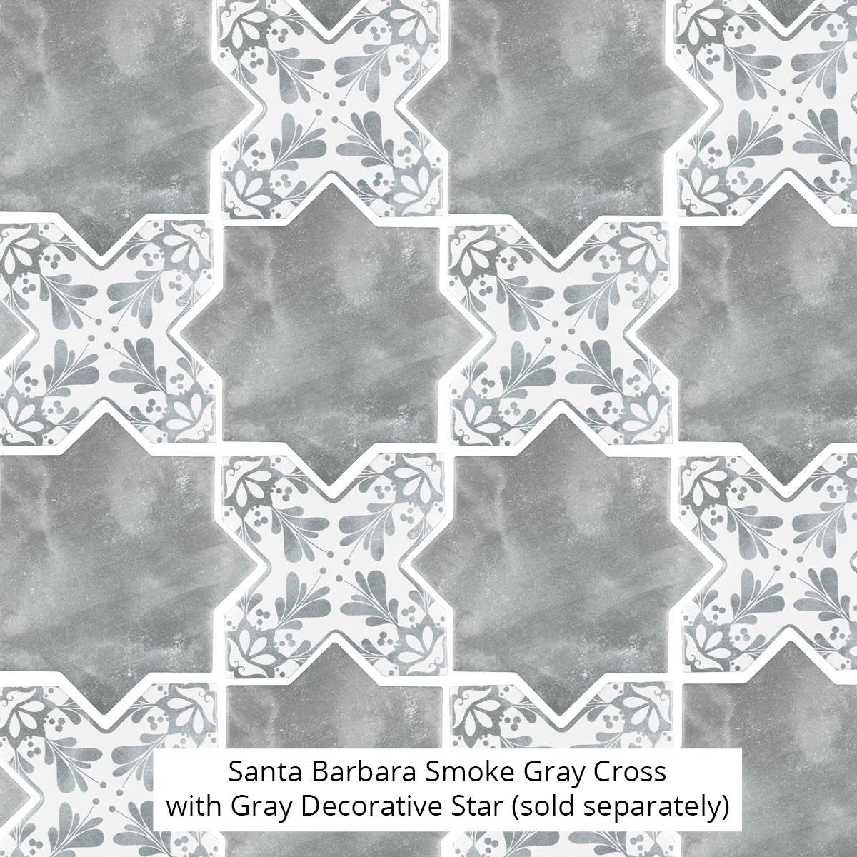 Santa Barbara Smoke Gray Star Ceramic Tile | Star and Cross Pattern Tile