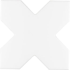 Santa Barbara Glossy White Cross Ceramic Tile | Star and Cross Pattern Tile
