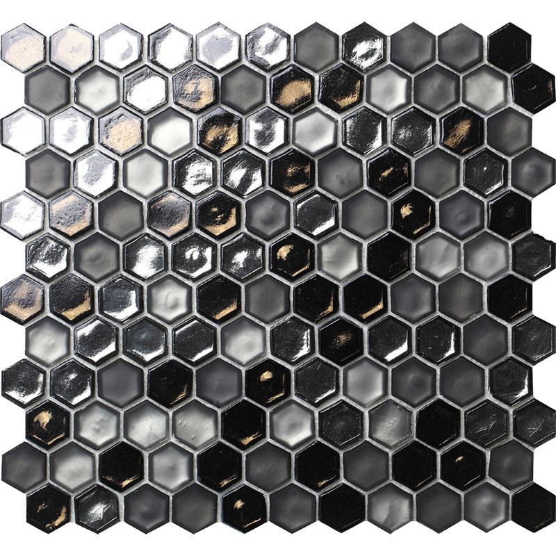Saturn Grey Hexagon Glass Mosaic Tile | Tile Club 