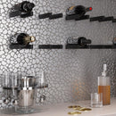Stainless Steel Pebble Metal Mosaic Tile wine bar backsplash