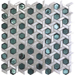 White Emerald Weaved Hexagon Glass Mosaic Tile | Tile Club | Position1