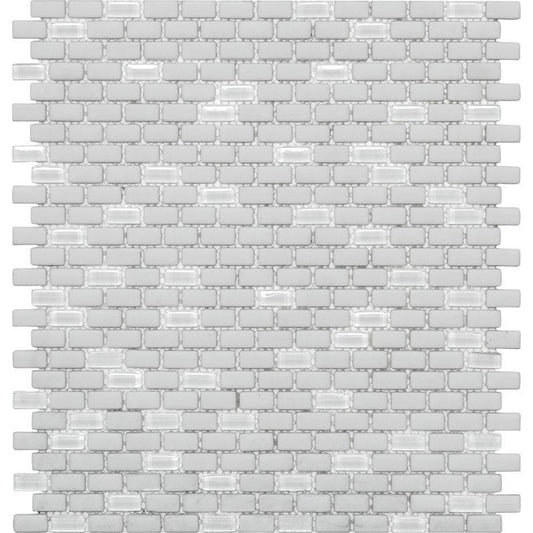White Recycled Glass Brick Mosaic Tile Sample