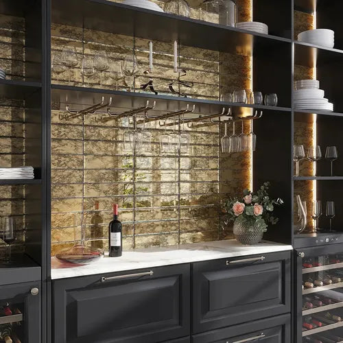 Beveled Mirror Glass Subway Tiles