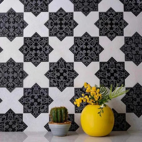 Etched Marble Star and Cross TIles