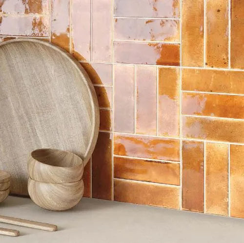 Red Tiles and Backsplash | Mosaic, Subway, Glass