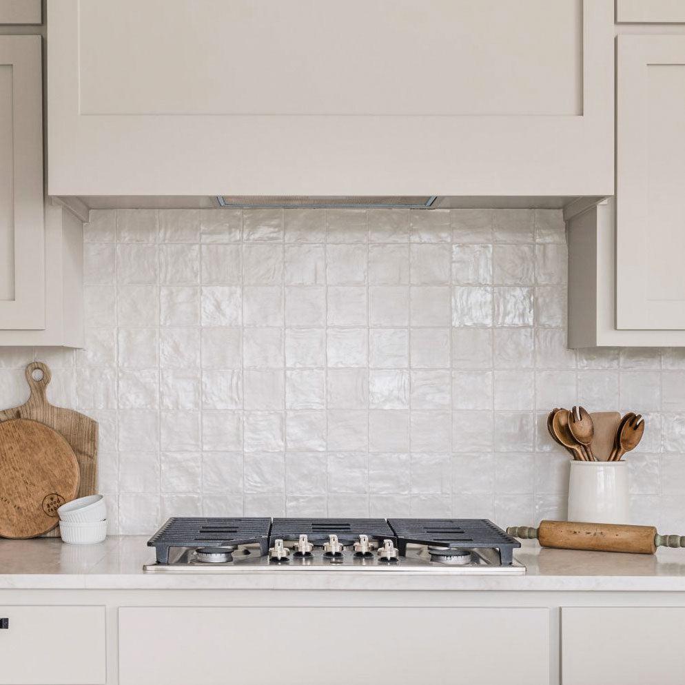 White Terrazzo Hexagon Tiles for a Modern Kitchen Backsplash