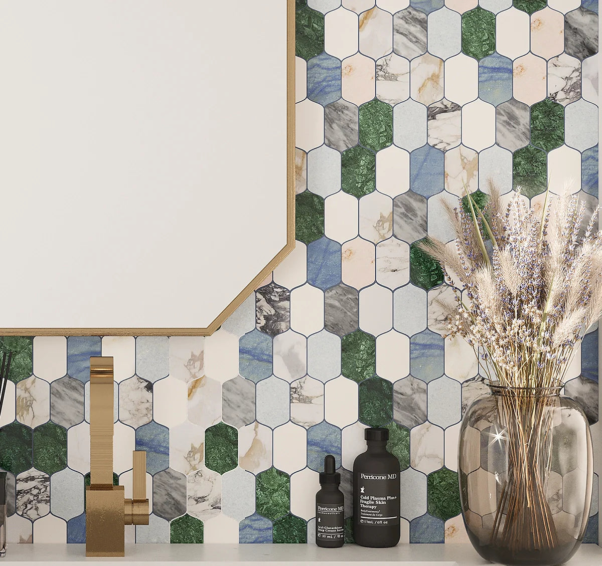 Geometria Colorful Marble Mosaic Tiles