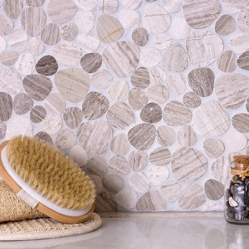 Decorative Pebble Tile Floor and Wall Designs 