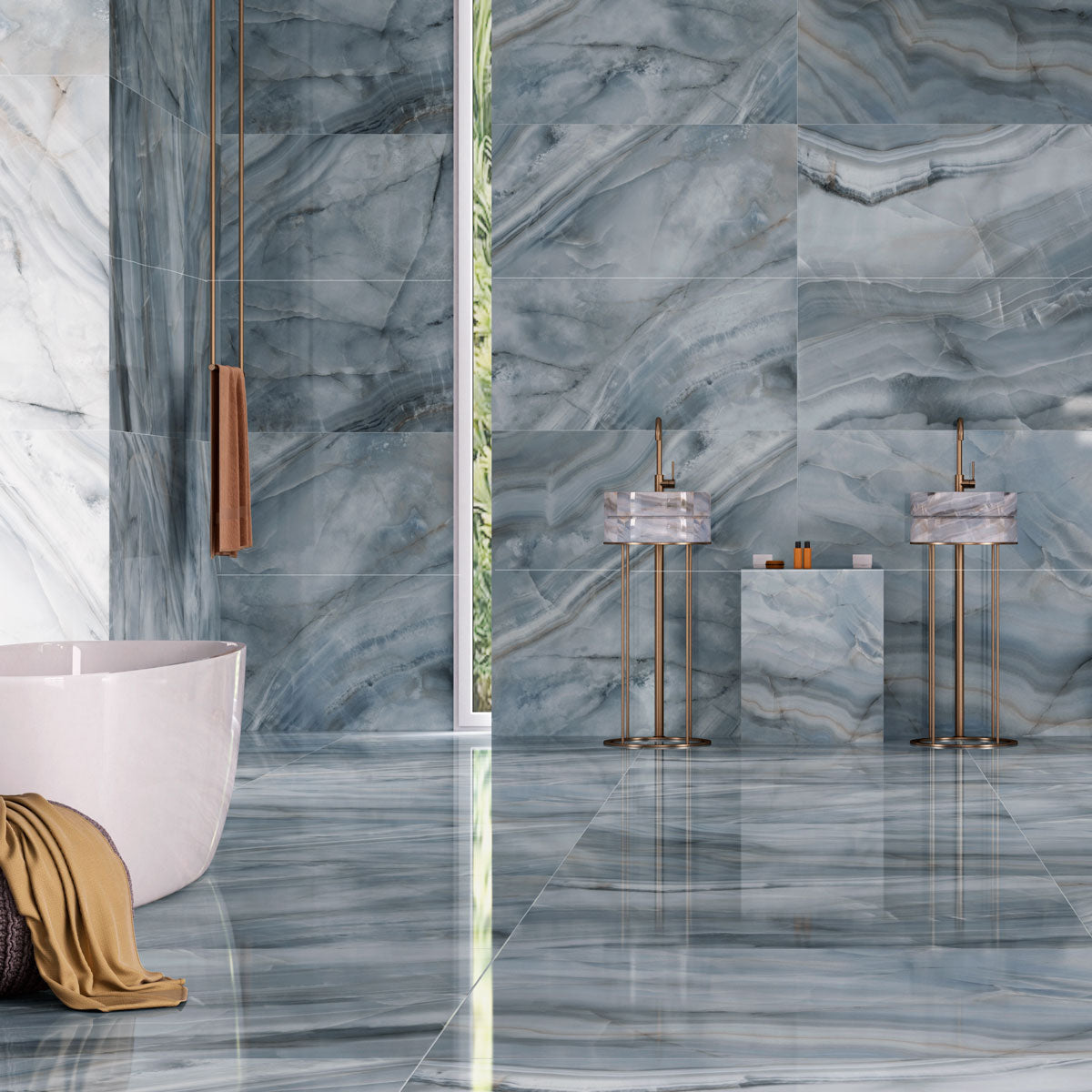Athena Marbled Porcelain Slab Tiles for Floors and Walls