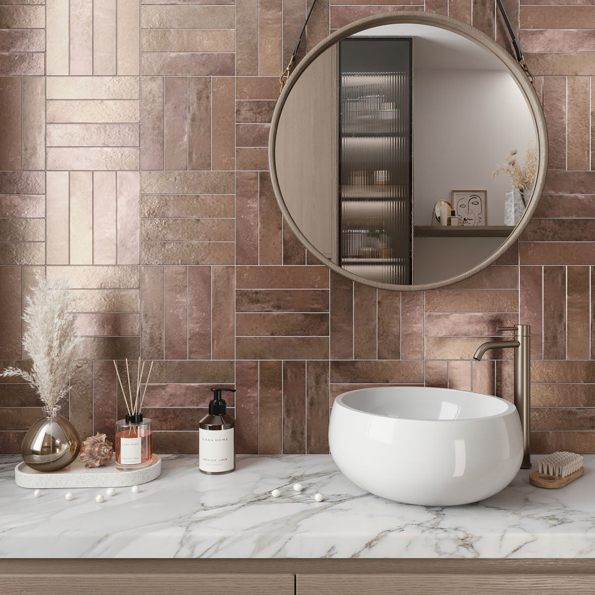 Molten Metallic Brick Ceramic Subway Tile