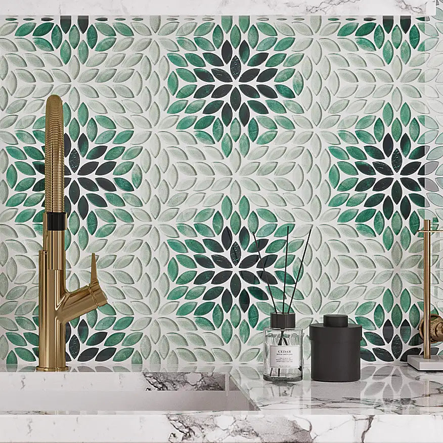 Wildflower Petals Glass Mosaic Tile