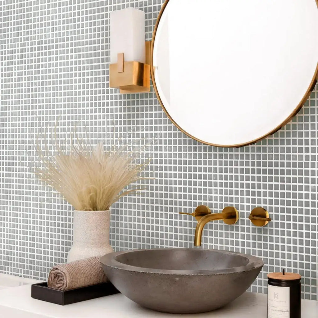 0.6" Mini Mirrored Squares Glass Tile Sample | Tile Club