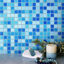 Blue Waves Mixed Squares Glass Tile Sample | Tile Club