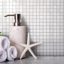 Creamy White Glossy Squares Glass Tile Backsplash
