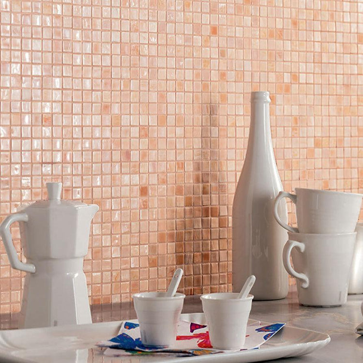 Sherbert Peach Glass Squares Tile