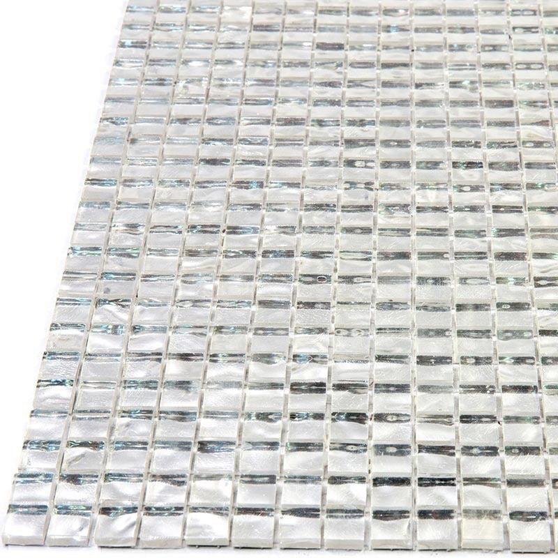 0.4" Wavy Silver Squares Glass Pool Tile | Tile Club