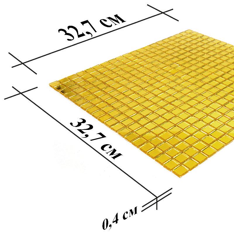 0.8" Yellow Gold Mini Mirrored Squares Glass Tile