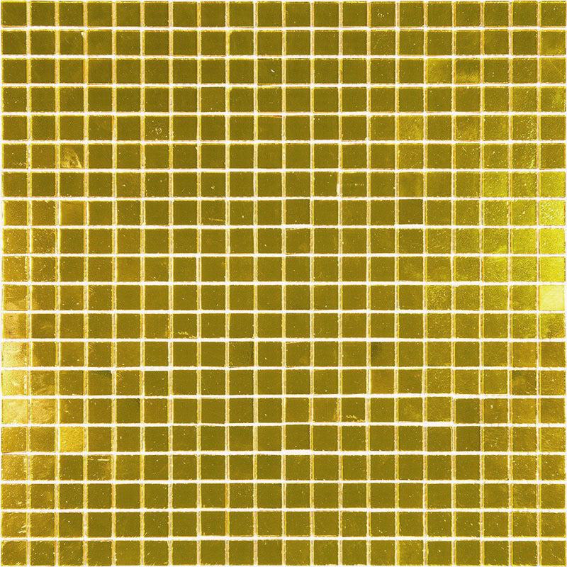 0.8" Yellow Gold Mini Mirrored Squares Glass Tile