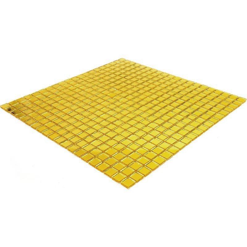 0 8" Yellow Gold Mini Mirrored Squares Glass Tile | Tile Club