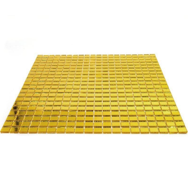 0 8" Yellow Gold Mini Mirrored Squares Glass Tile | Tile Club