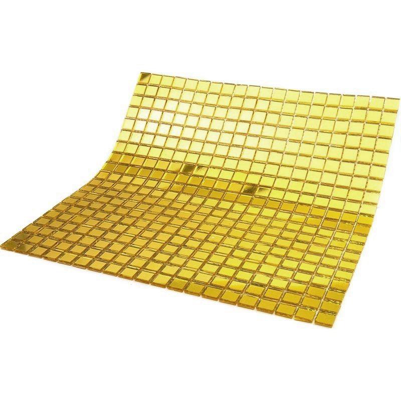 0 8" Yellow Gold Mini Mirrored Squares Glass Tile | Tile Club