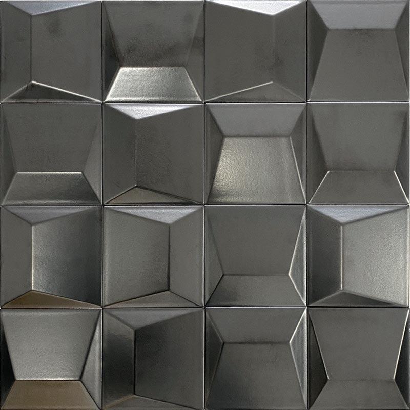 4.9" x 4.9" Decor Steel 3D Porcelain Tile | Tile Club