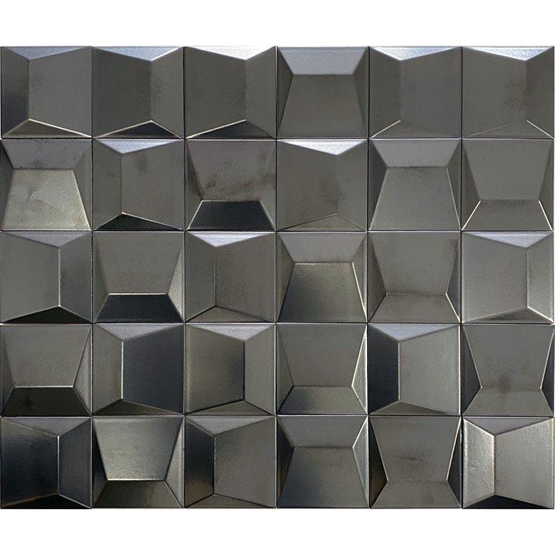 Ionic Decor Code Steel 3D Porcelain Tile | Metallic Modern | Tile Club