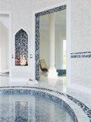 Glamorous Indoor Pool Spa with Dusty Grey Mixed Squares Glass Tile