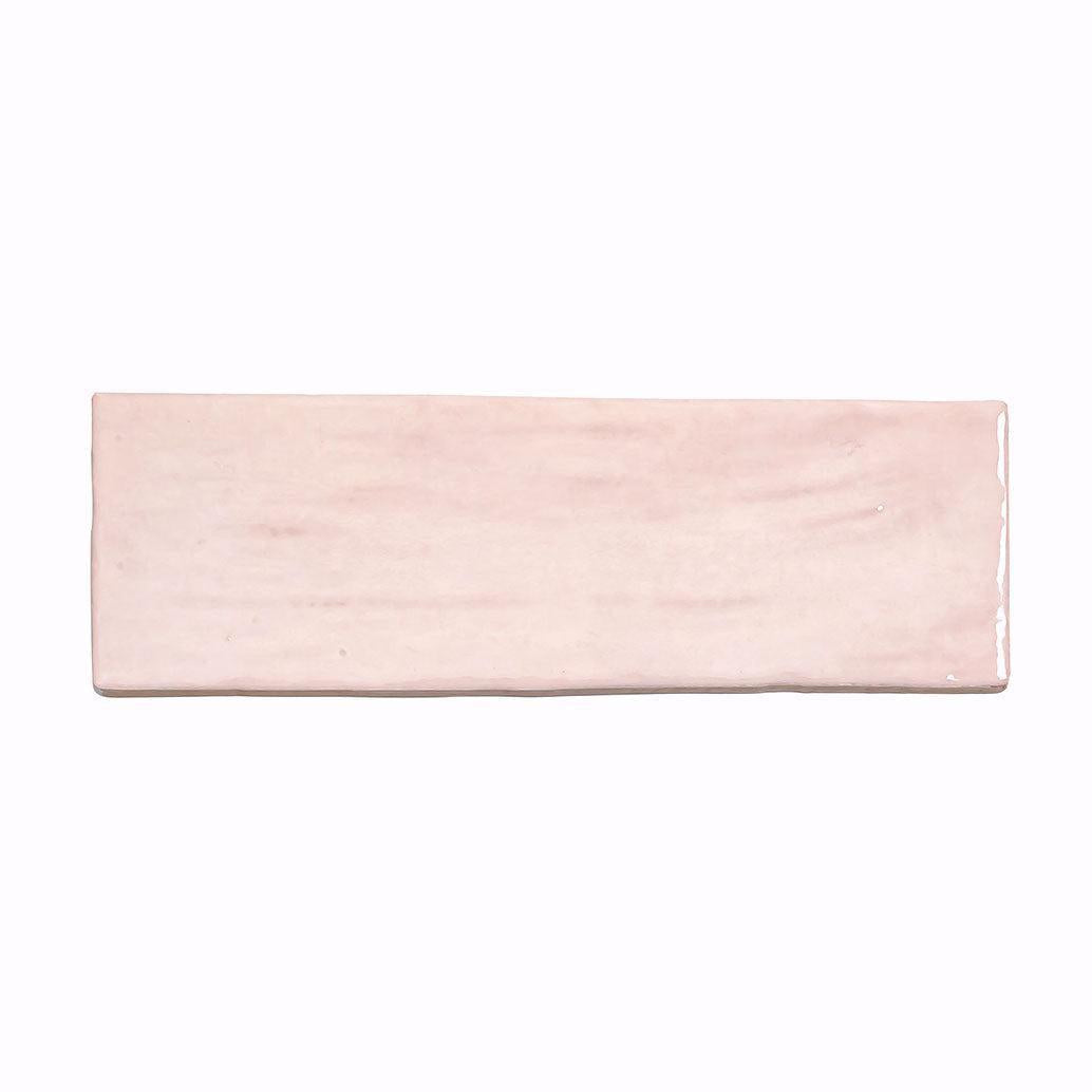 La Riviera Rose Pink Ceramic Subway Tile 2.5x8" Sample