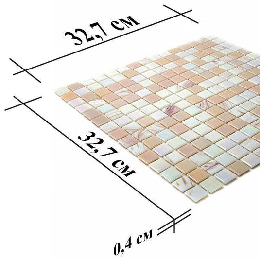 Soft Peach & White Mixed Squares Glass Tile | Tile Club