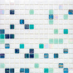 Blue and White Gradient Squares Glass Pool Tile | Tile Club