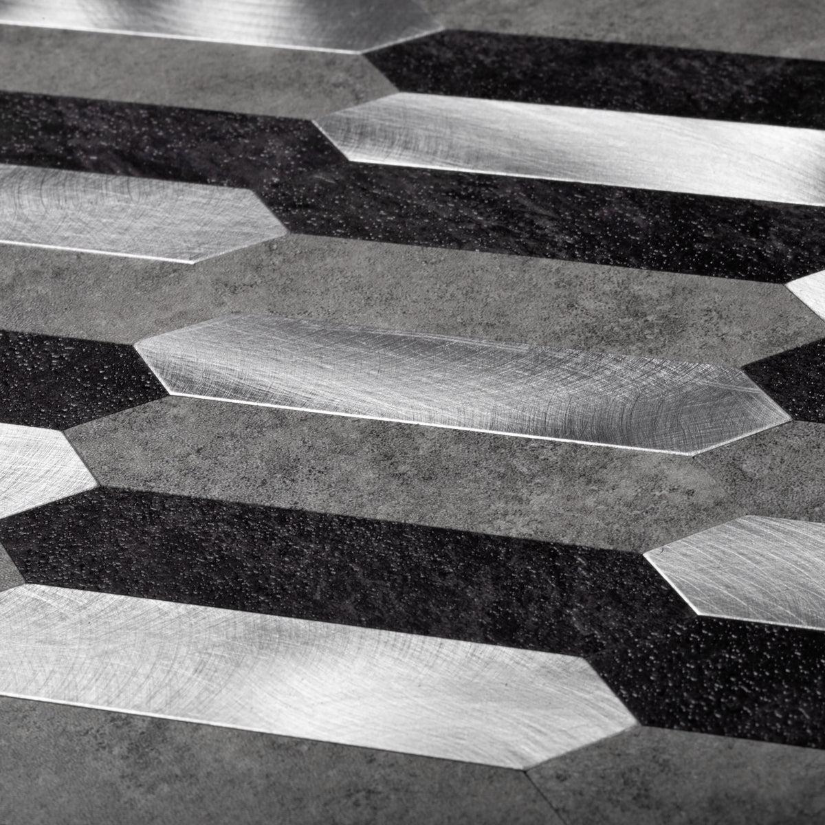 Silver, Grey and Black Picket Peel and Stick Tile