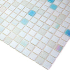White and Ocean Blue Gradient Mixed Squares Glass Pool Tile | Tile Club