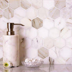 2" Calacatta Gold Hexagon Marble Tile Polished