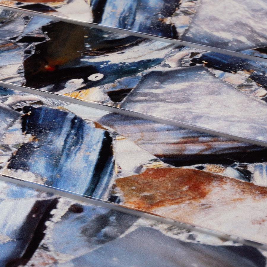 3" x 12" Gold and Blue Agate Glass Tile | Tile Club