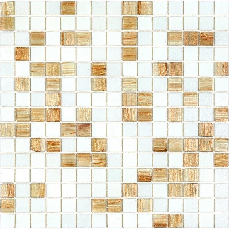 Boho Brown and White Mixed Squares Glass Tile | Tile Club