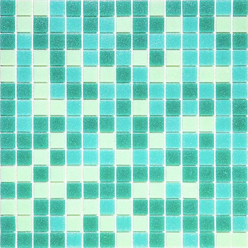 Mixed Green Squares Glass Tile