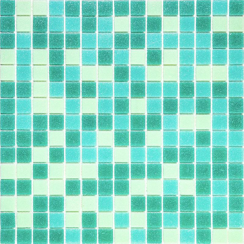 Mixed Green Squares Glass Tile Sample