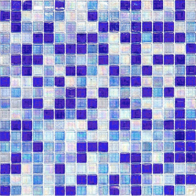 Oceanic Blue Mixed Squares Glass Tile Sample