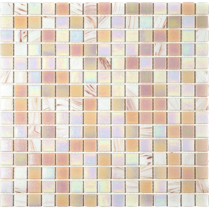 Soft Peach & White Mixed Squares Glass Tile