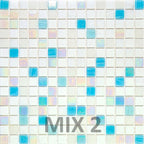 White and Ocean Blue Gradient Mixed Squares Glass Pool Tile | Tile Club