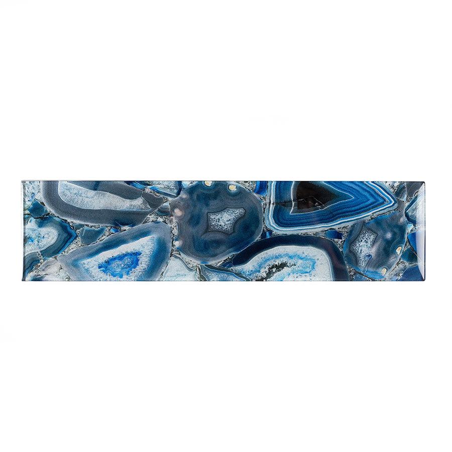 3" x 12" Blue Gemstone Agate Glass Tile Sample