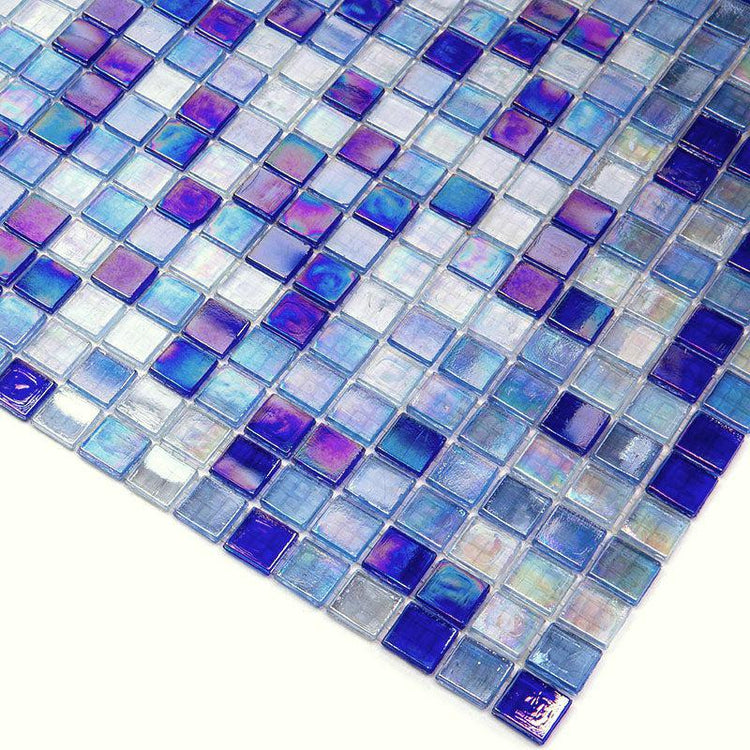 Oceanic Blue Mixed Squares Glass Tile | Tile Club