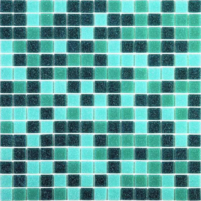 Teal Mixed Squares Glass Tile Sample